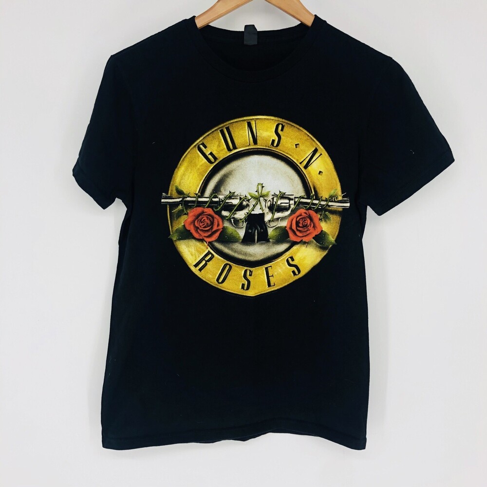 Guns 'N Roses Band Black Graphic Print Tee Shirt Small Unisex Cotton Bay Island